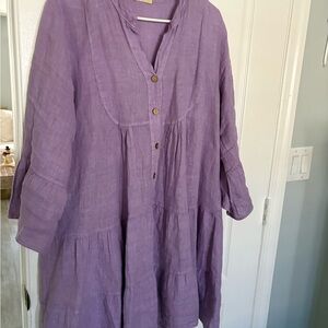 Purple Button-Down Tunic Dress